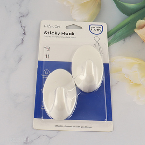 Factory price 2pcs household plastic hook sticky hook adhesive hook