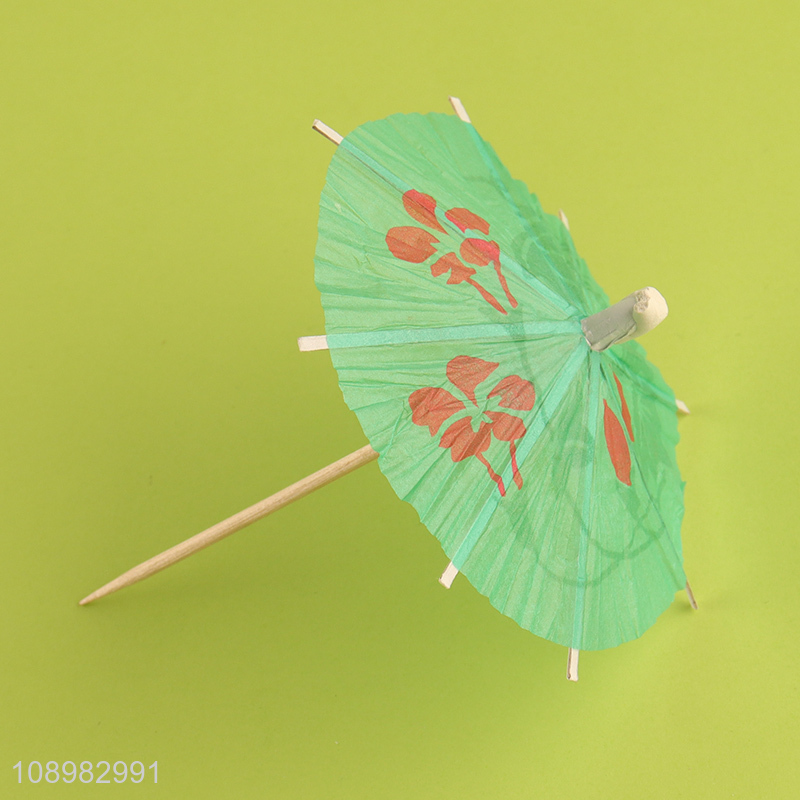 Factory supply umbrella shaped wooden fruits pick for decoration