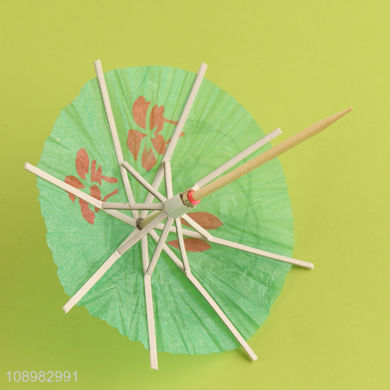 Factory supply umbrella shaped wooden fruits pick for decoration