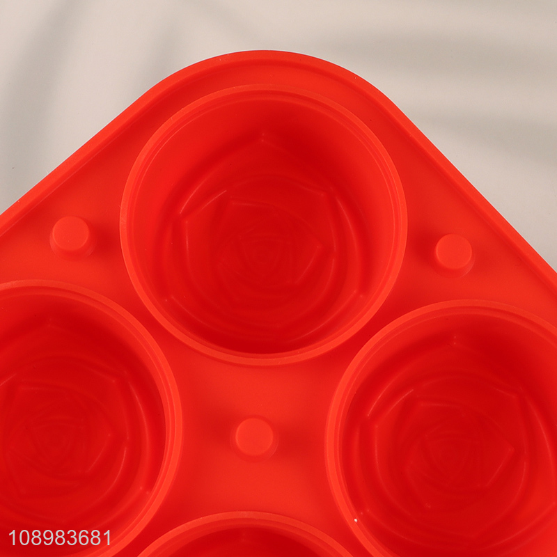 Hot Sale Rose Flower Shaped Silicone Ice Mold Tray Silicone Soap Tray