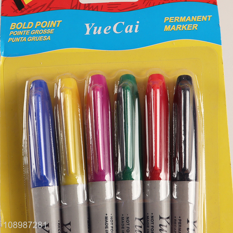 China Imports 6 Colors Quick Drying Permanent Markers for Wood Plastic Metal