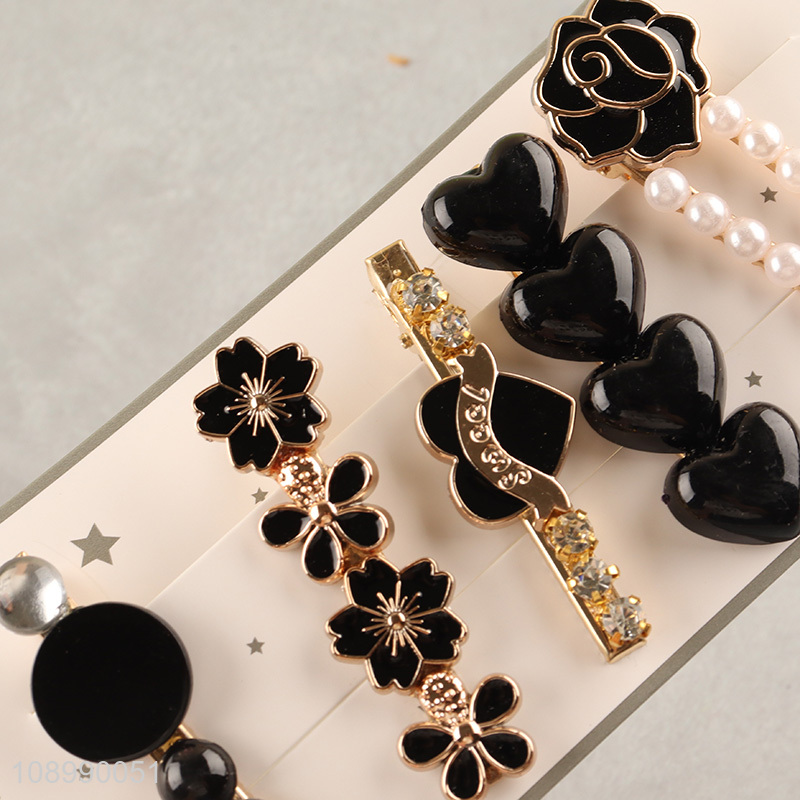 Yiwu market delicate design girls alloy hair accessories hairpin set