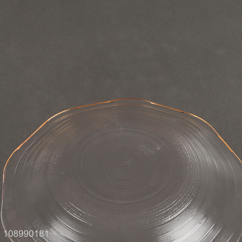 High Quality Gold Brim Footed Glass Fruit Plate Fruit Snacks Tray