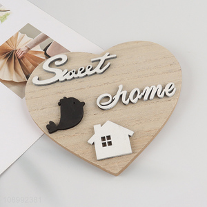 New product heart shape sweet home wooden hanging ornaments