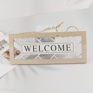 Good quality welcome word wooden hanging ornaments for decoration