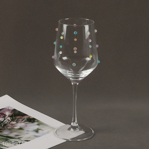 Wholesale Colorful Dots Long Stem Wine Glasses Goblet for Wedding Birthday