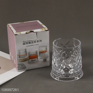 Hot Selling Clear Rotatable Whiskey Glasses Bourbon Glasses with Coaster