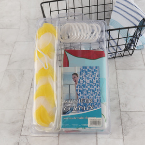 China Imports 71X71 Inch Plastic Shower Curtain with Loofah Back Sponge