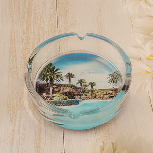 China Imports Round Glass Ashtray for Indoor Outdoor Tabletop Decor