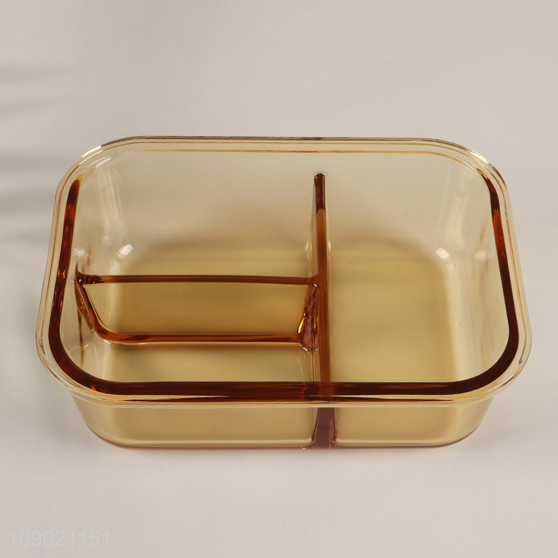 Yiwu market portable heat-resistant glass 3compartment lunch box preservation box