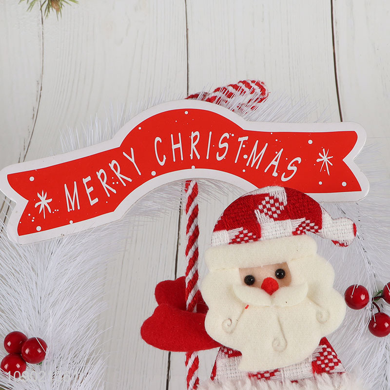 Yiwu market Christmas decoration hanging red berries Santa Claus Christmas wreath