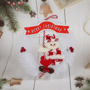 Most popular snowman pine needle Christmas hanging wreath for Christmas decoration