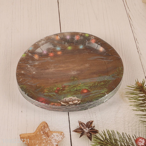 Hot products round 20pcs 7inch disposable paper dinnerware plate for Christmas party