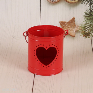 Top quality red hollow home decor hanging metal candle holder for sale