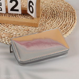 Top quality silver waterproof women long style wallet with zipper