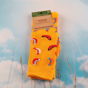 Low price cartoon banana pattern cotton unisex cotton casual socks