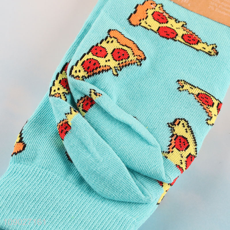 Top sale cartoon pizza pattern breathable cotton socks casual socks wholesale