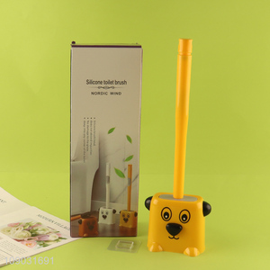 Yiwu market cartoon bathroom accessories silicone long handle toilet brush