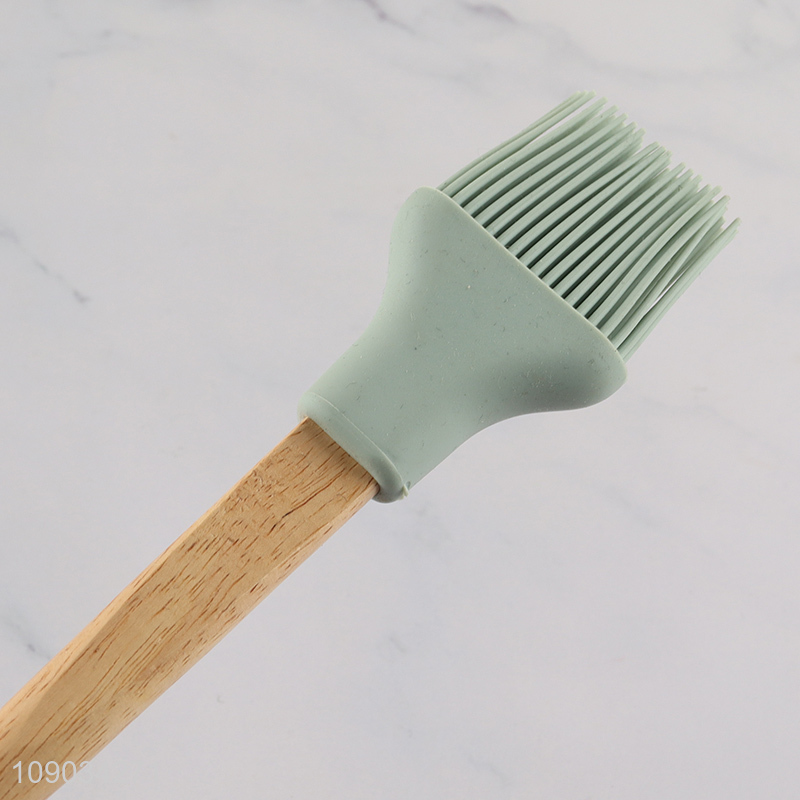 Top quality silicone barbecue brush oil brush with wooden brush