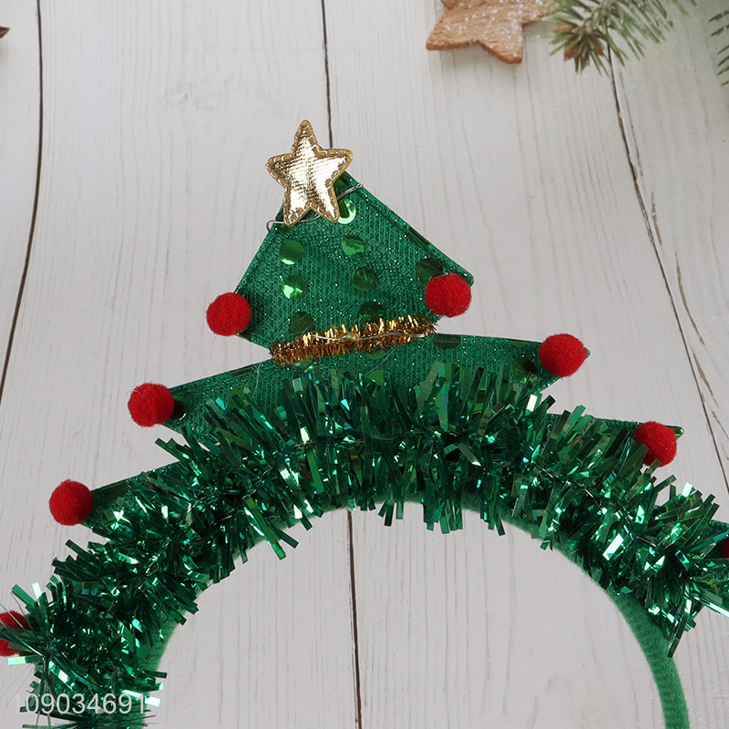 Online Wholesale Christmas Tree Headband Glitter Hair Hoop for Women Girls