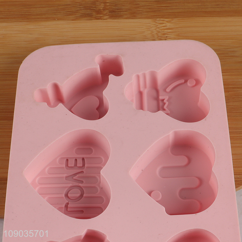 Factory Price 6-Cavity Silicone Heart Cake Molds Chocolate Candy Soap Molds