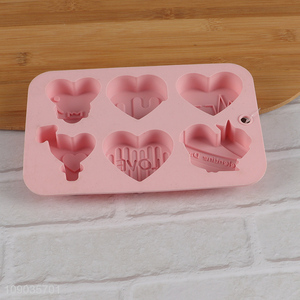 Factory Price 6-Cavity Silicone Heart Cake Molds Chocolate Candy Soap Molds