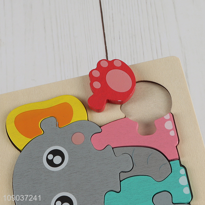Factory Wholesale Cartoon Elephant Wooden Puzzle Montessori Learning Toy Birthday Gifts
