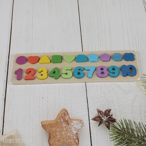 Good Quality Colorful Wooden Number Shape Puzzle Montessori Learning Toy