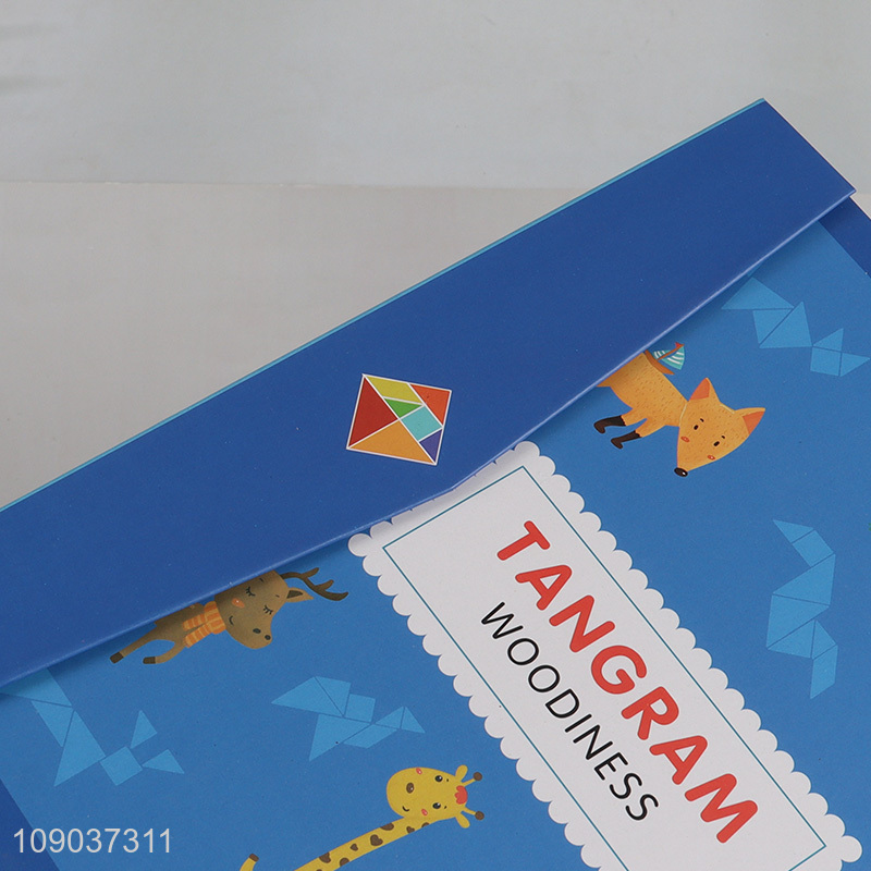 Hot Sale Magnetic Wooden Tangram Puzzle Jigsaw Book Brain Teasers for Kids