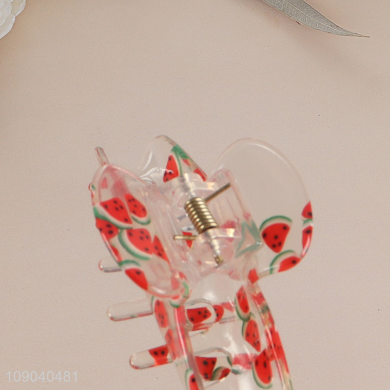 New Arrival Clear Non-Slip Hair Clips Fruit Pattern Hair Claw Clips