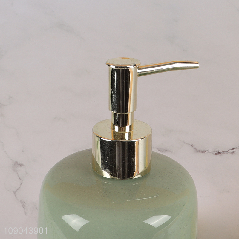 Online Wholesale Refillable Ceramic Liquid Soap Dispenser with Gold Pump for Kitchen