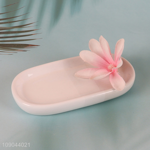 Hot Sale Oval Ceramic Bathroom Towel Tray Vanity Tray for Bathroom Counter