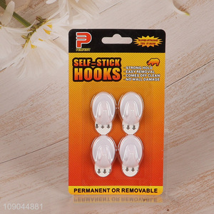 Online Wholesale 4 Pieces Plastic Adhesive Hooks Wall Hooks for Hanging