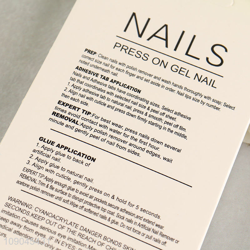 Factory supply 12pcs natural press-on gel nail fake nail set for women