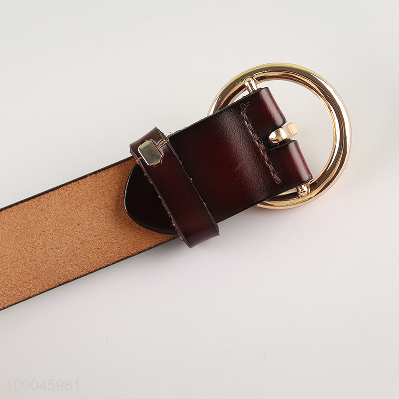 Good quality round pin buckle women belt jeans belt pu leather belt