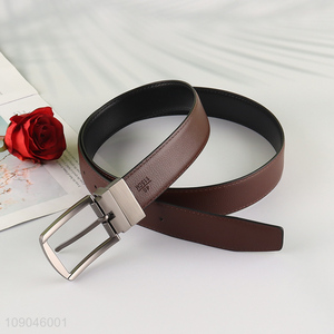 Low price adjustable jeans belt pu leather belt with pin buckle