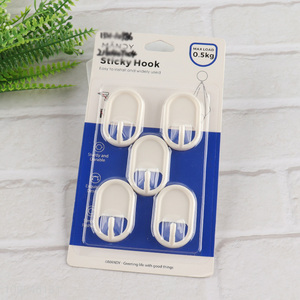 China products 5pcs white bathroom kitchen sticky hooks for household