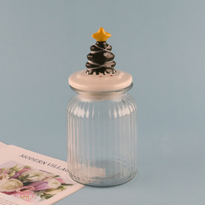 Top sale Christmas series clear glass storage jar for candy