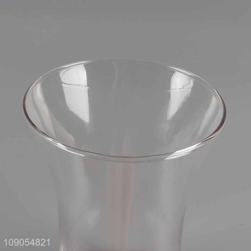 Yiwu market tall clear glass flared flower vases for home decor