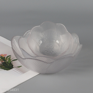 Wholesale Flower Shape Clear Salad Bowl Transparent Glass Mixing Bowl