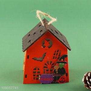 High Quality Lighted Halloween Wooden House Hanging Ornaments for Home Decor