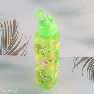 New Product 700ML Portable Fruit Printed Plastic Water Bottle with Flip Straw