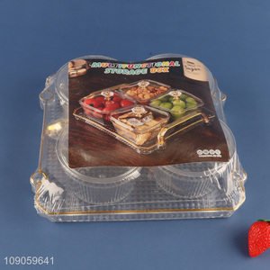 China Product Clear Plastic Serving Platter with 4 Snacks Cotainers