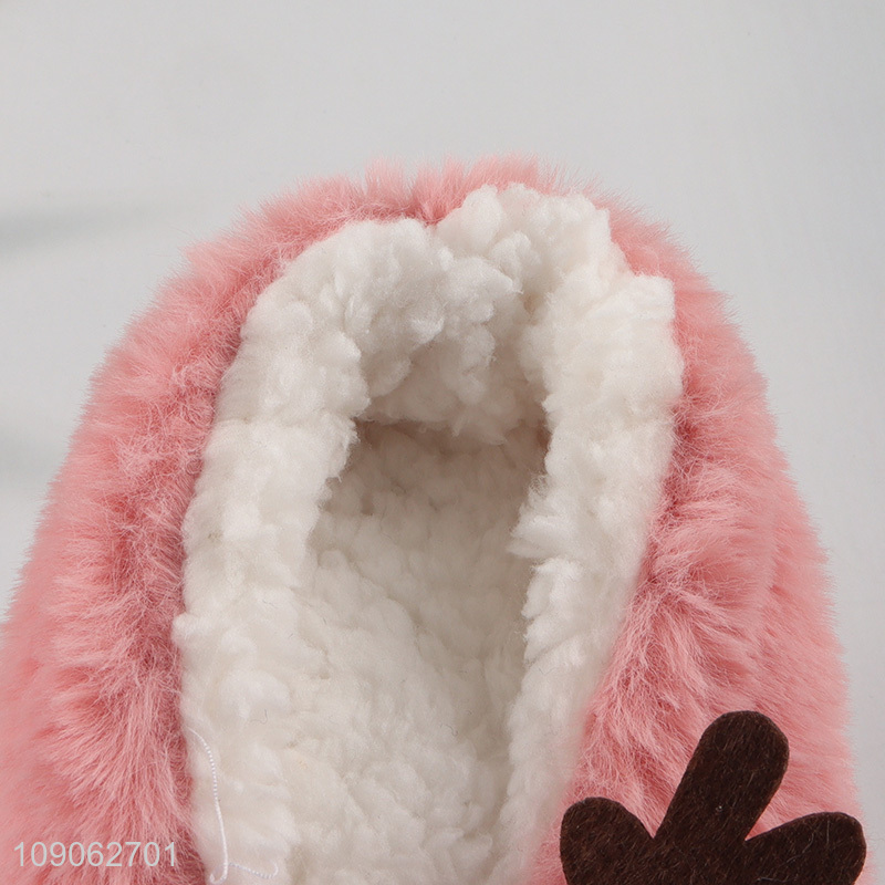 Top selling winter warm women plush animal floor slippers wholesale