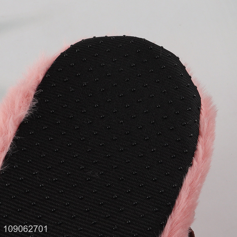 Top selling winter warm women plush animal floor slippers wholesale