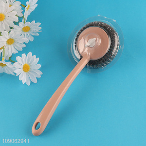 Good Quality Steel Wool Scrubber Pot Brush Dish Scrubber with Long Handle