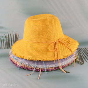 High Quality Multi Colors Beach Straw Hat Fashion Beach Bucket Hat for Women