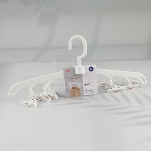 Wholesale Heavy Duty Space Saving Pants Skirt Hanger with 8 Clips