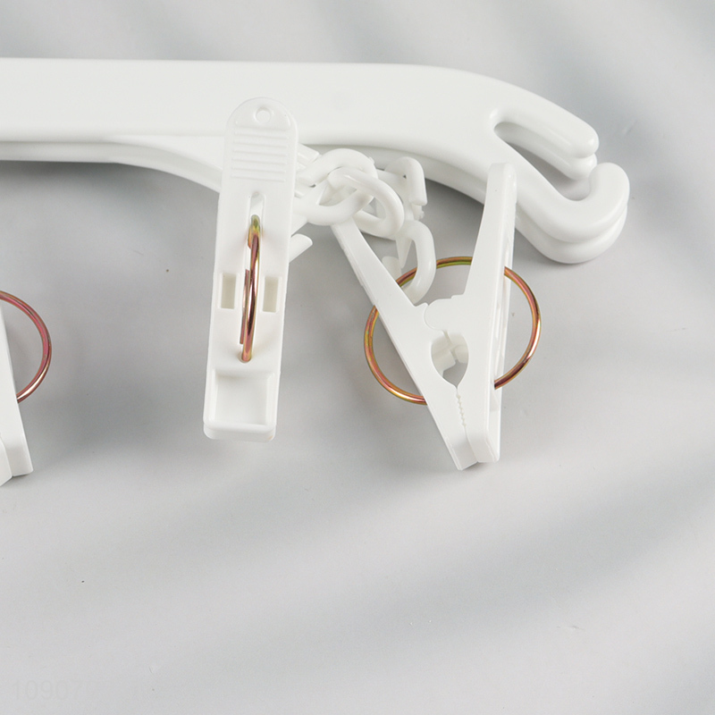 Wholesale Heavy Duty Space Saving Pants Skirt Hanger with 8 Clips
