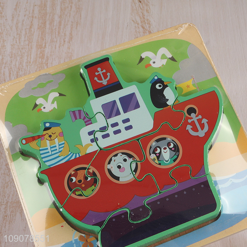 Good Quality Cartoon Pirate Ship Wooden  Jigsaw Puzzle for Toddlers